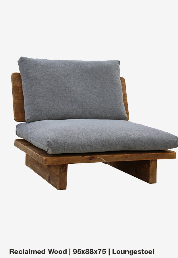 Lounge stoel 1p | 95x88x75 | Reclaimed wood